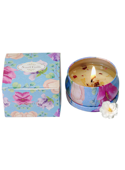 NOVO Scented Candle- 80g Natural Soy Wax Blend Aromatherapy Candle with Pure Essential Oils & Real Dried Flowers -Tuberose