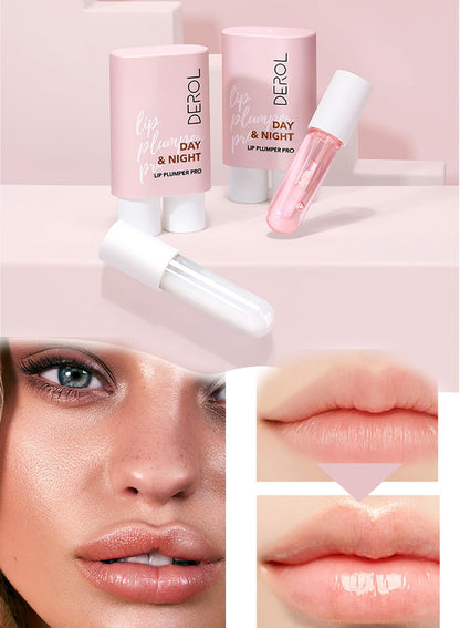 NOVO Lip Care Kit with Natural Lip Plumper and Lip Care Serum, Hydrating Moisturizing Repairing Peeling Exfoliating Lip Treatment, Lip Gloss for Fuller Lips 2Pcs