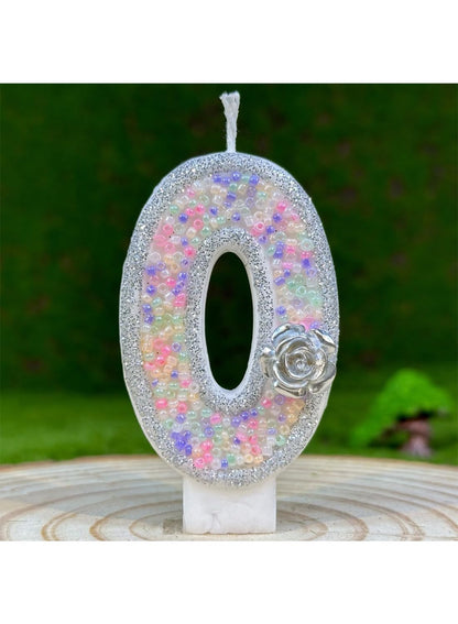 7cm Birthday Number Candles for Cake Decoration, Glittery Cake Toppers with Cute Designs, Perfect for Kids' Parties, Anniversaries, and Celebrations-Green Turtle(No.0)