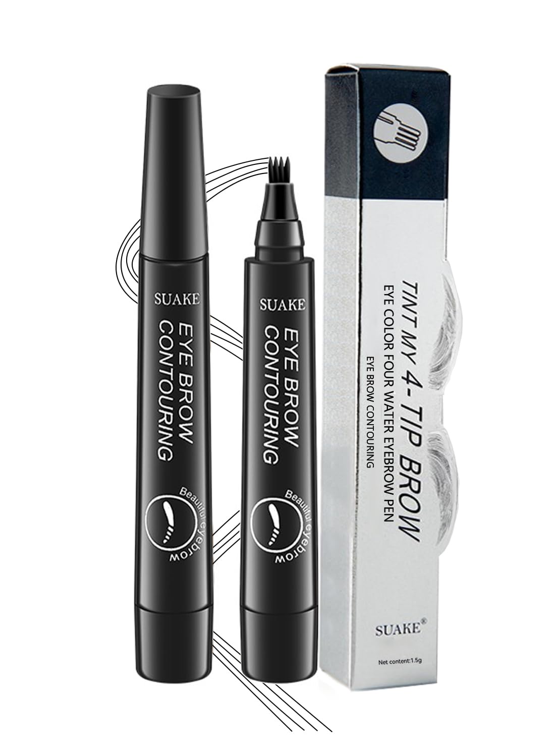NOVO Eyebrow Pen Liquid with Micro-Fork Tip, 4-Prong Microblade Brows & Long Lasting Waterproof Brow Contouring Pencil, for Daily Natural Eye Makeup for Women-Light Brown