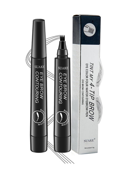 NOVO Eyebrow Pen Liquid with Micro-Fork Tip, 4-Prong Microblade Brows & Long Lasting Waterproof Brow Contouring Pencil, for Daily Natural Eye Makeup for Women-Black