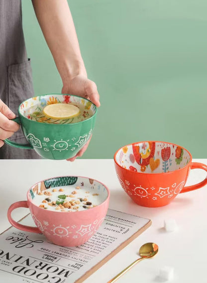 NOVO Hand-Painted Coloful Ceramic Mug Cup