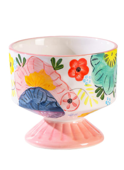 NOVO Hand-Painted Coloful Ceramic Mug Cup,Boho Style, Microwave Dishwasher Oven Safe, for Coffee, Breakfast & Ice Cream 550ml-Dark Blue