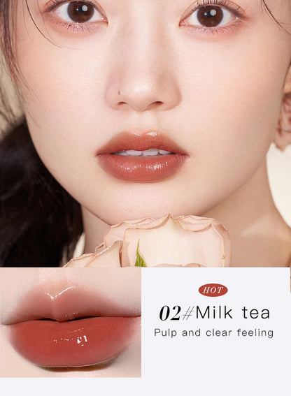 NOVO Jelly Lip Gloss, Mirror Long Lasting Waterproof Non Stick High Pigmented Glossy Liquid Lipstick, Moisturizing Hydrating & High Shine Plumping Oil  - Red 01