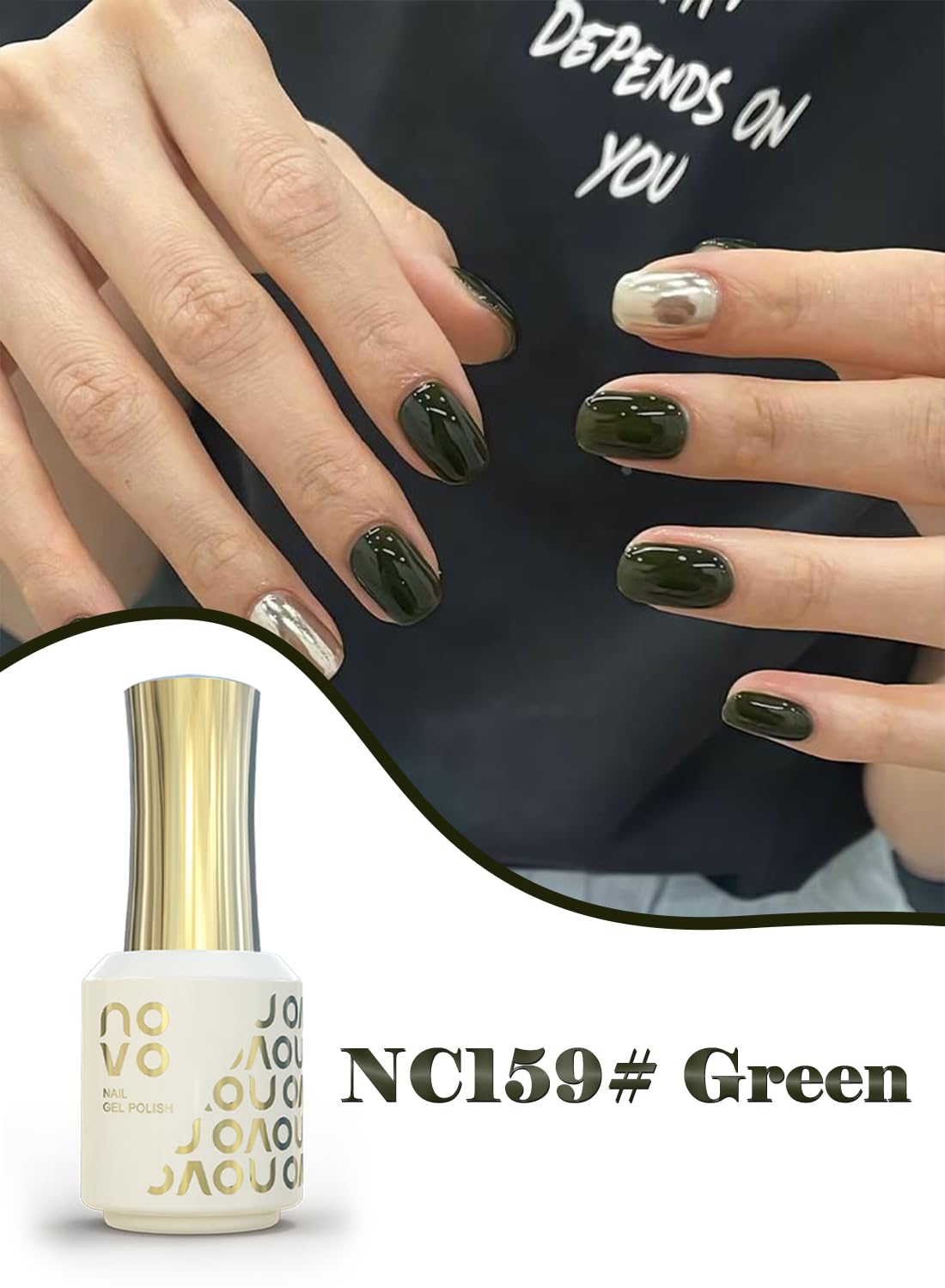 novo Jelly Gel Nail Polish, Sheer Nail Polish, UV LED Gel for DIY 12ml-NC159# Green