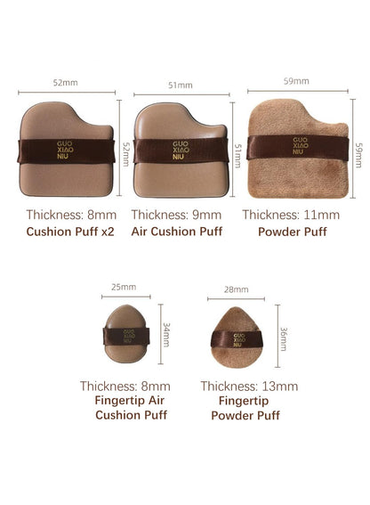 NOVO 6Pcs Chocolate Color Soft Makeup Sponge Puff Set, Wet & Dry Use Foundation Applicators for Smooth Blending and Coverage