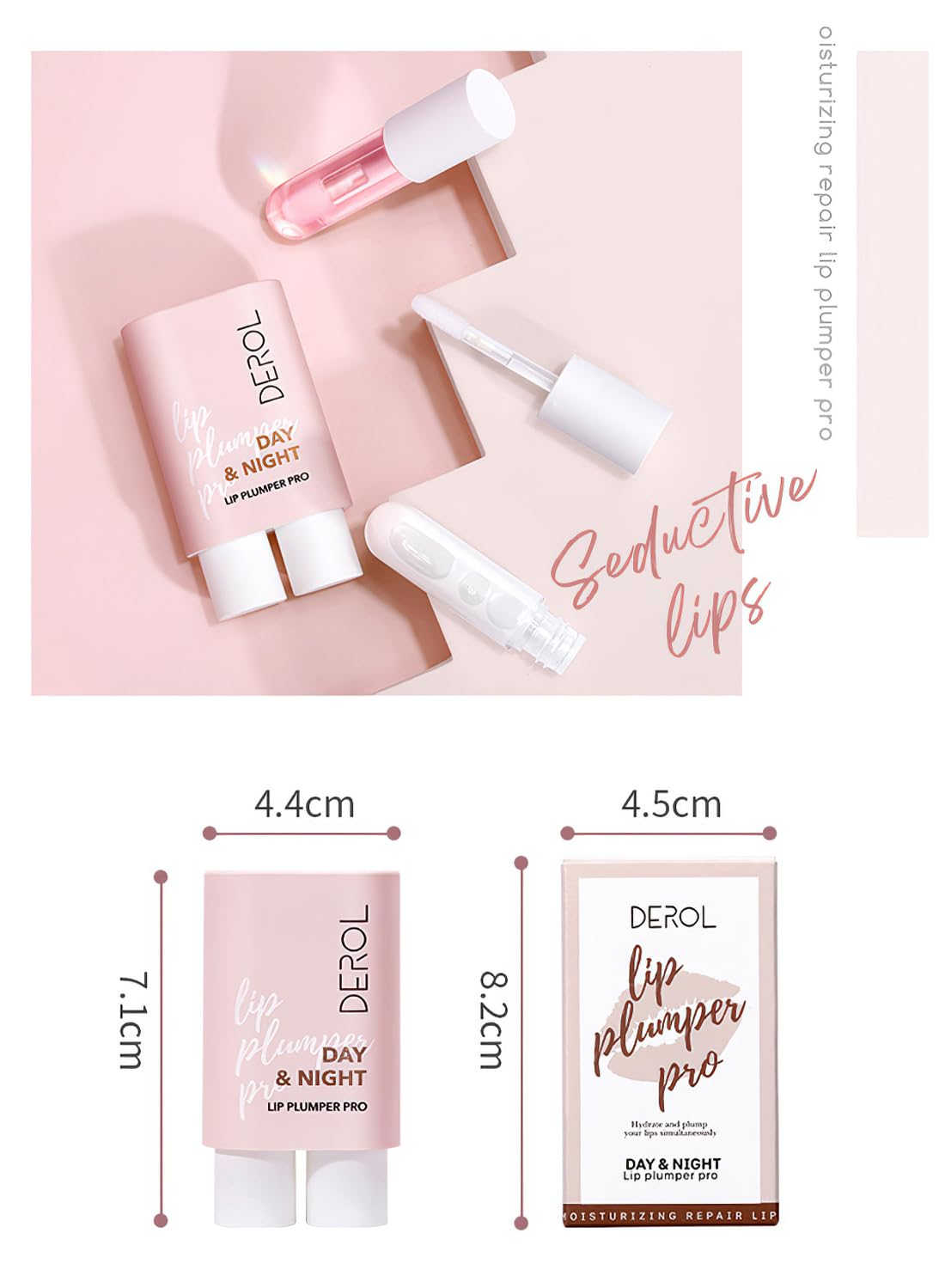 NOVO Lip Care Kit with Natural Lip Plumper and Lip Care Serum, Hydrating Moisturizing Repairing Peeling Exfoliating Lip Treatment, Lip Gloss for Fuller Lips 2Pcs
