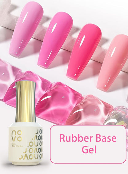 novo Rubber Base Gel, Shiny UV LED Gel Nail Polish for Women 12ml-NB44# Claret Red