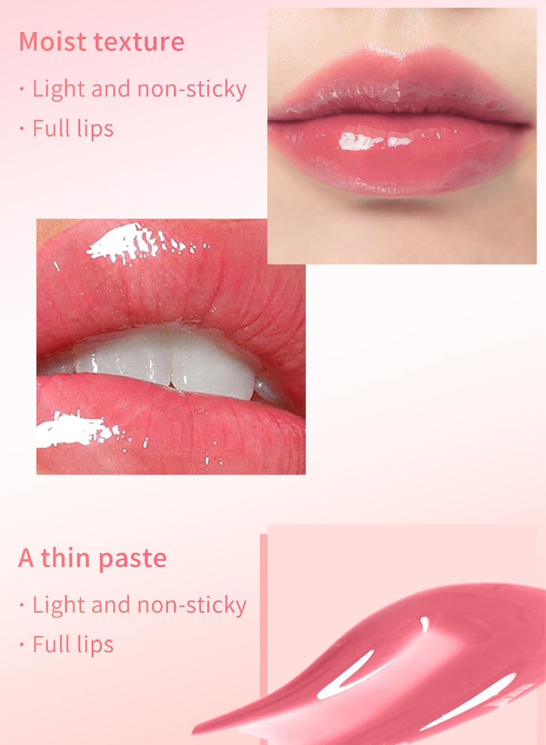 NOVO 3Pcs Glossy Lip Oil Set, Hydrating Lip Plumping Glitter Tinted Kit Group B