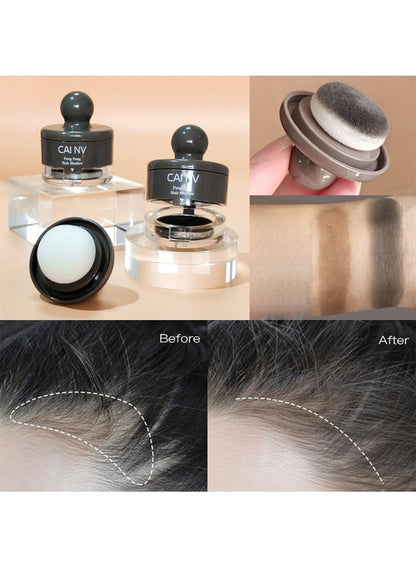NOVO Instant Hair Shadow Stick with Puff, Root Touch-Up Powder for Thinning Grey Hairline, Hair Root Concealer for Women & Men, 4G, NO.02 Brown