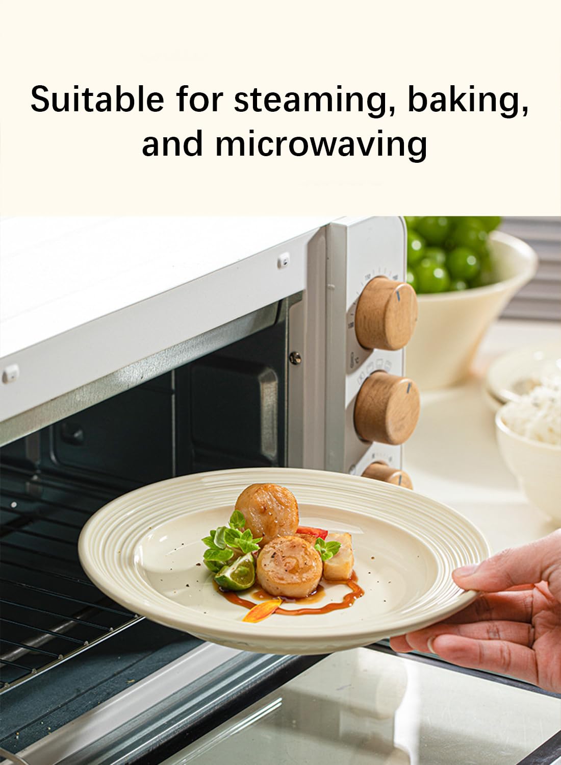 18Pcs Dinnerware Set, Gift Kit, Plates and Bowls Sets, Oven, Dishwasher and Microwave Safe, White