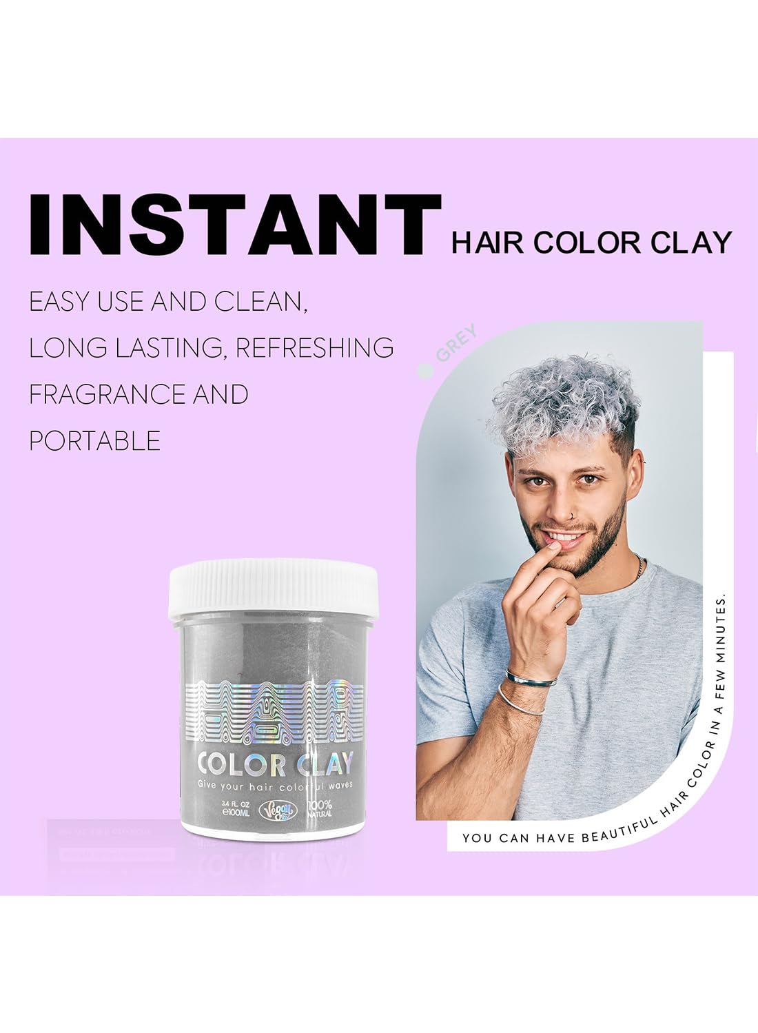 NOVO Temporary Hair Color Wax, Instant Styling Clay, Safe Natural Washable Dye Pomade for Cosplay & Party, 100ml