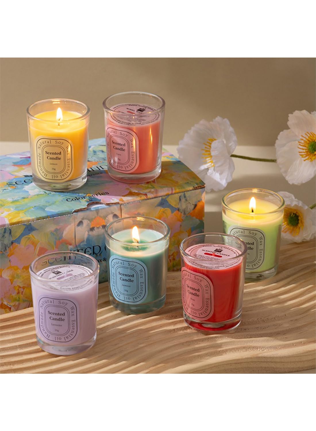 NOVO Scented Candles, Natural Soy Wax Blend Aromatherapy Candle with Pure Essential Oils 55g-Vanilla