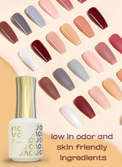 novo Rubber Base Gel, Shiny UV LED Gel Nail Polish for Women 12ml-NB1# Nude Beige