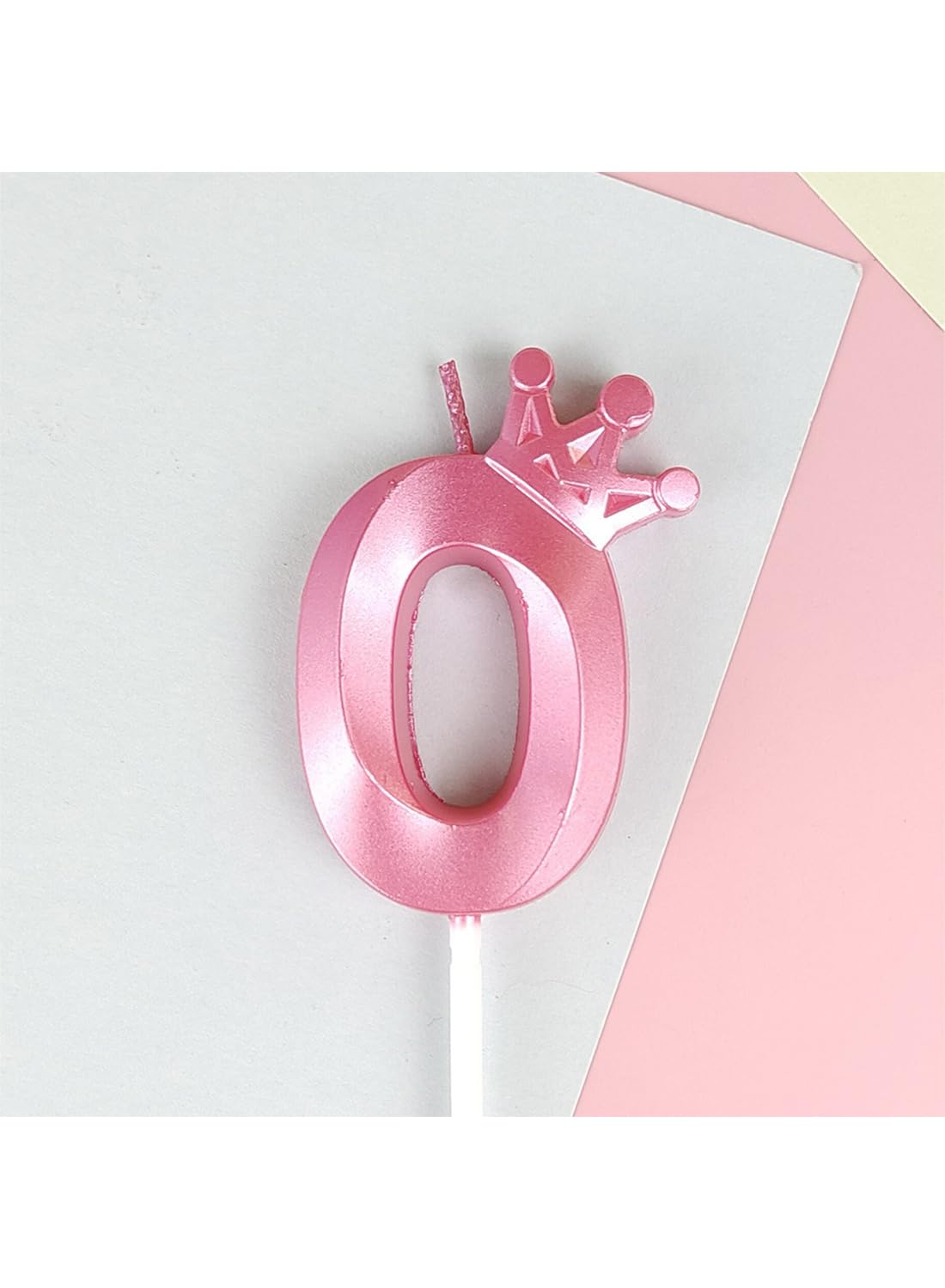 Birthday Number Candles for Cake Decoration, Glittery Cake Toppers with Cute Designs, Perfect for Kids' Parties, Anniversaries, and Celebrations-PINK(No.0)