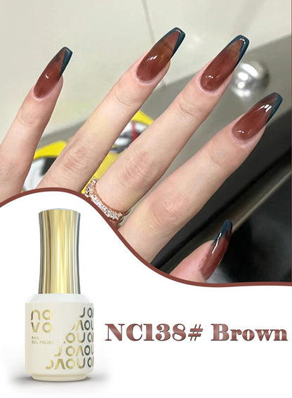 novo Jelly Gel Nail Polish, Sheer Nail Polish, UV LED Gel for DIY 12ml-NC138# Brown