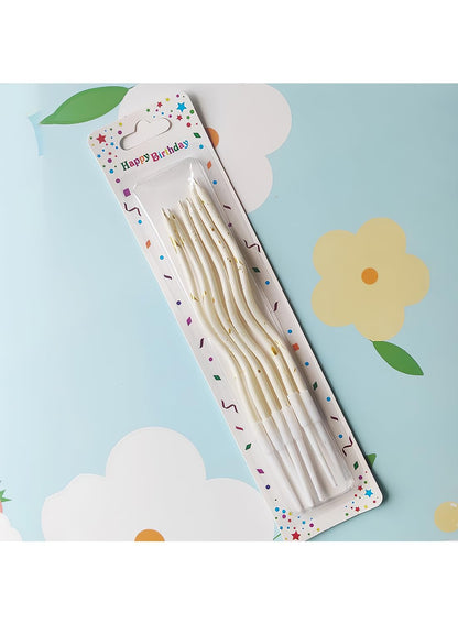 Colorful Long Thin Metallic Birthday Candles Kit£¬Glittery Cake Toppers with Cute Designs, Perfect for Kids' Parties, Anniversaries, and Celebrations-6Pcs Set Colorful