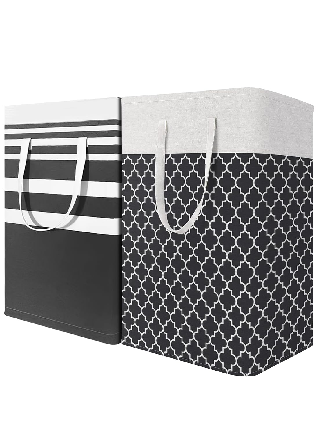 2Pcs Laundry Hamper, Large Collapsible Clothes Basket with Handles, Freestanding Waterproof for Bathroom, Bedroom, 75L