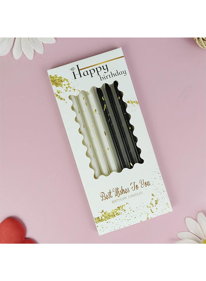 Colorful Long Thin Metallic Birthday Candles Kit£¬Glittery Cake Toppers with Cute Designs, Perfect for Kids' Parties, Anniversaries, and Celebrations-6Pcs Set Colorful