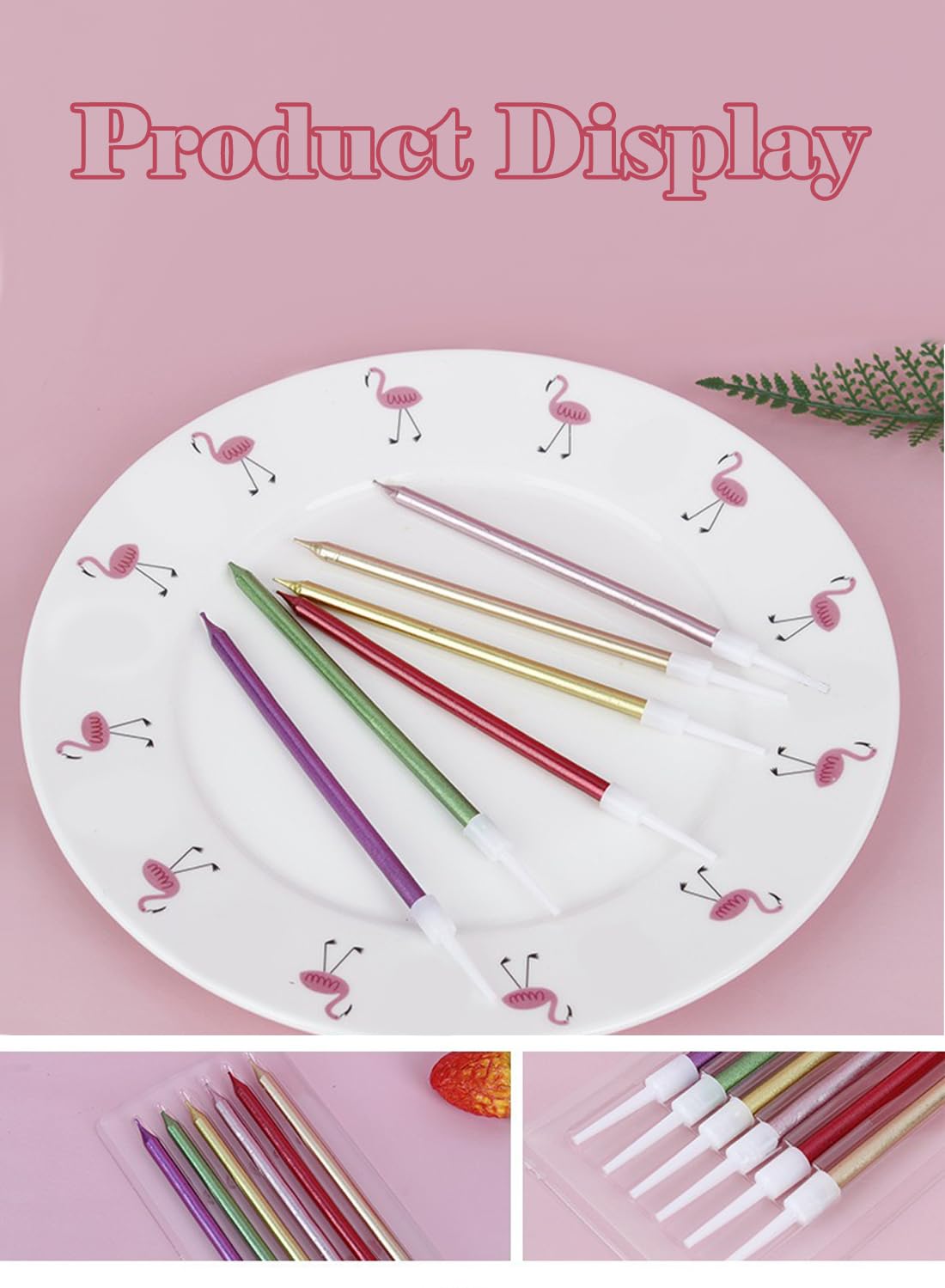 Colorful Long Thin Metallic Birthday Candles Kit£¬