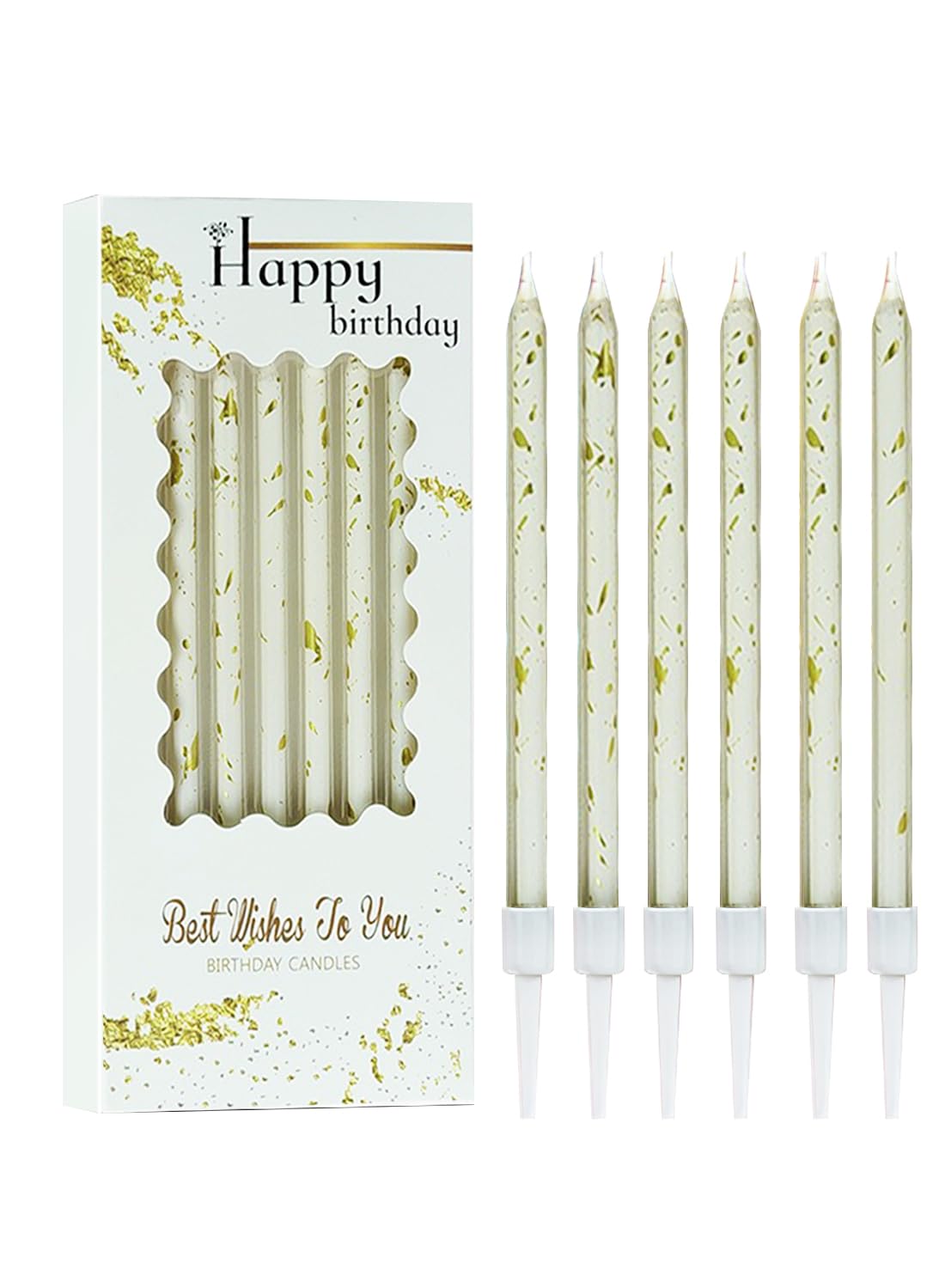 Colorful Long Thin Metallic Birthday Candles Kit£¬Glittery Cake Toppers with Cute Designs, Perfect for Kids' Parties, Anniversaries, and Celebrations-6Pcs Set Colorful