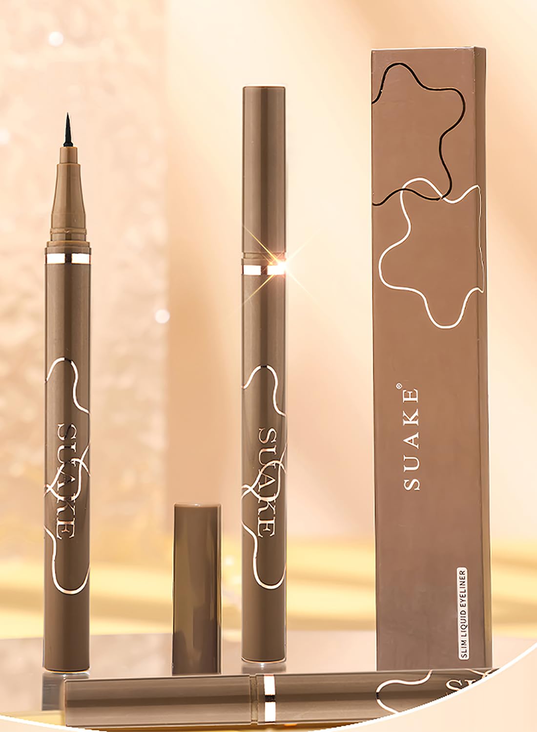 NOVO Liquid Eyeliner Pen, Quick Drying Long Lasting Waterproof Precision Eyeliner, Super Slim Eye Makeup, Ultra-Fine Tip, Natural Finish - Black