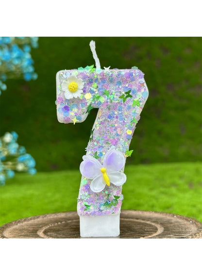 7cm Birthday Number Candles for Cake Decoration, Glittery Cake Toppers with Cute Designs, Perfect for Kids' Parties, Anniversaries, and Celebrations-Green Turtle(No.0)
