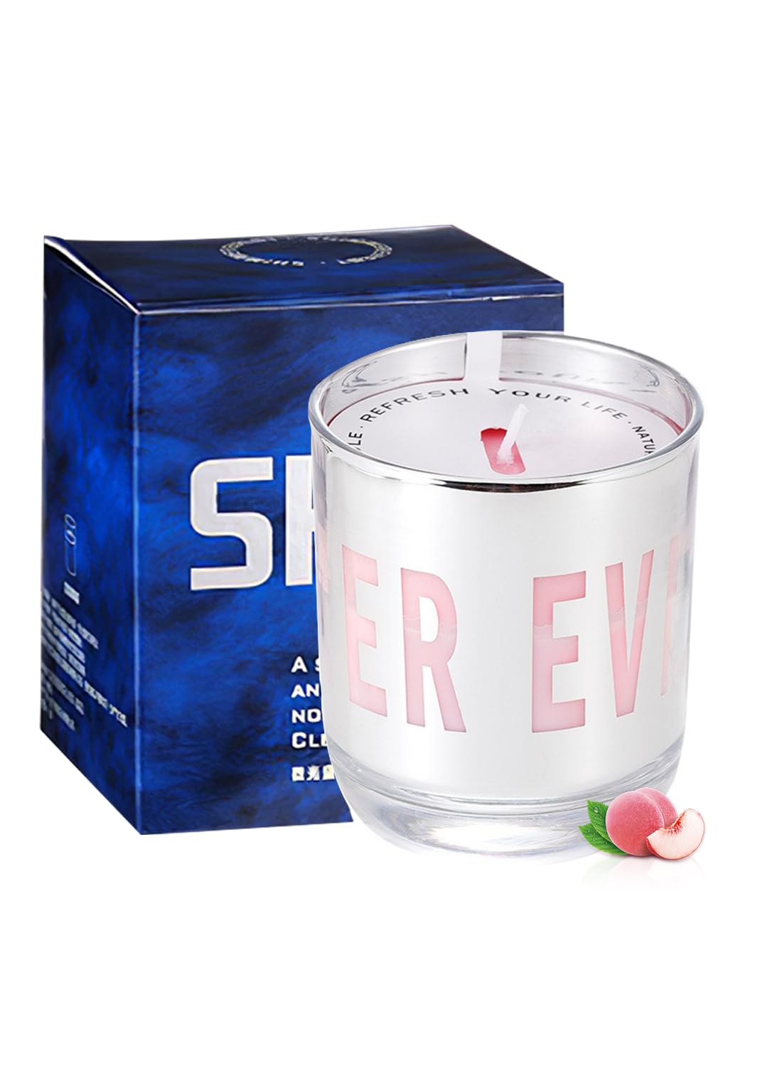 NOVO Scented Candle, 150g Natural Soy Wax Blend with Pure Essential Oils, Translucent Cup Creates Ambient Vibe for Home-Peach Oolong