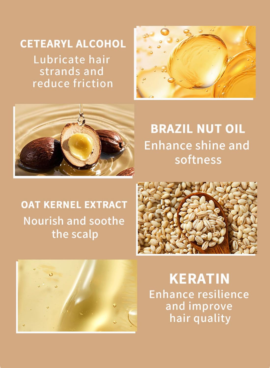 Keratin Brazil Nut Hair Mask, Hydrating Conditioner Repair Damage Strands, 500ml