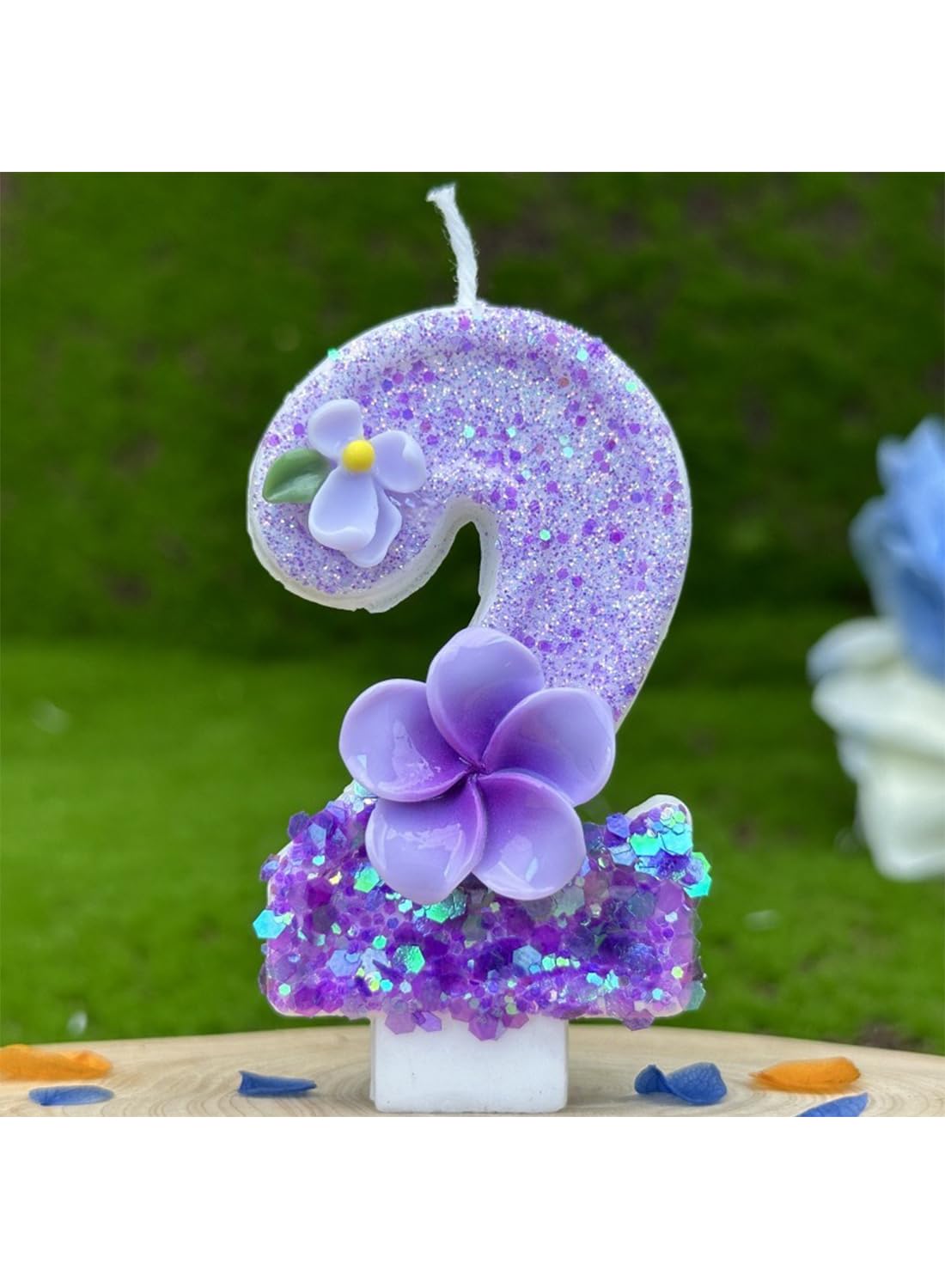7cm Birthday Number Candles for Cake Decoration, Glittery Cake Toppers with Cute Designs, Perfect for Kids' Parties, Anniversaries, and Celebrations-Green Turtle(No.0)