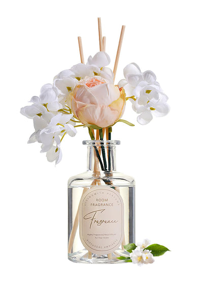 NOVO Scented Reed Diffuser, Artificial Flower Home Fragrance Oil with 4 Sticks for Bedroom,Home D¨¦cor,Office & Bathroom 200ml-Moring Dew Gardenia