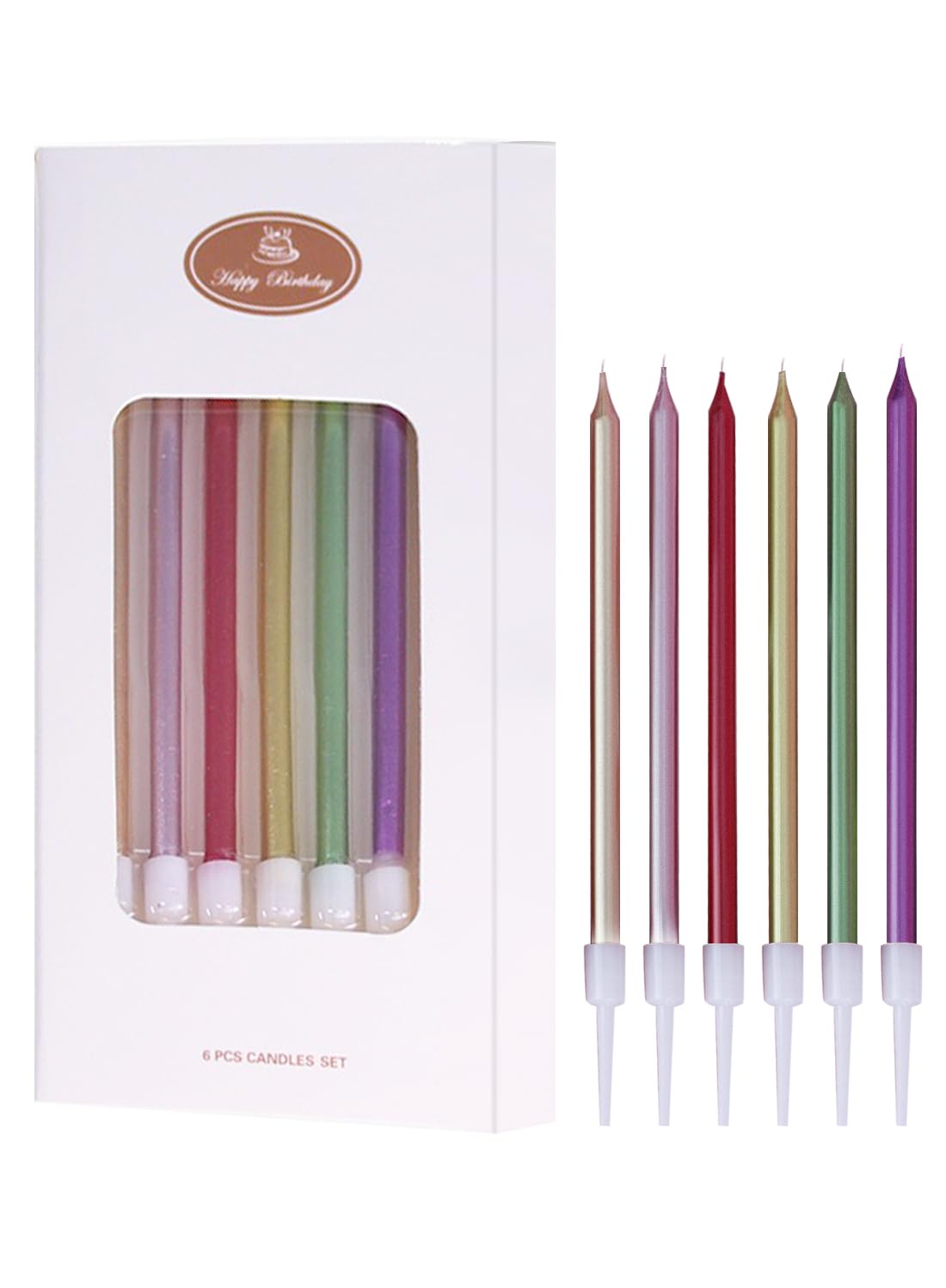 Colorful Long Thin Metallic Birthday Candles Kit£¬