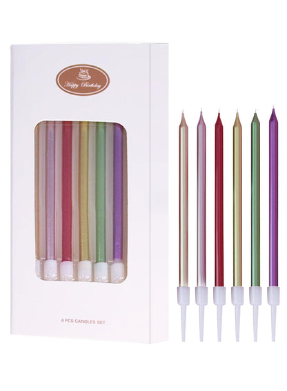 Colorful Long Thin Metallic Birthday Candles Kit£¬