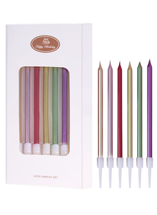 Colorful Long Thin Metallic Birthday Candles Kit£¬