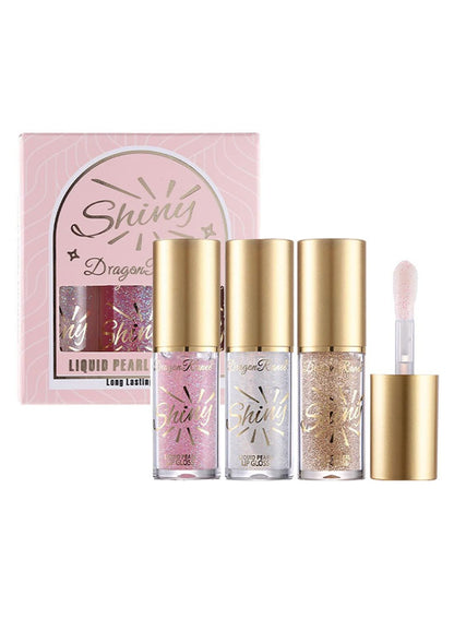 NOVO Glossy Lip Oil Set, 3Pcs Lip Glow, Moisturizing Shiny Liquid Lipstick Set with Large Brush