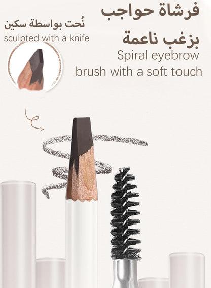 NOVO Eyebrow Pencil, Long-lasting Waterproof Eyebrow Makeup with Fine Tip and Brush for Natural-Looking Brows, Wild Mist Brow Pen 1Pcs - Dark Brown