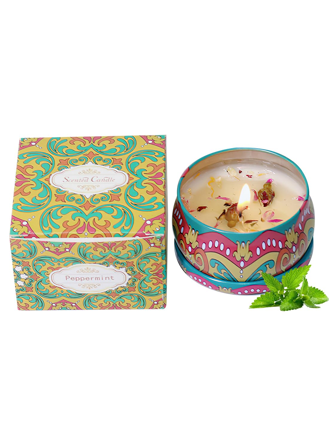 NOVO Scented Candle- 80g Natural Soy Wax Blend Aromatherapy Candle with Pure Essential Oils & Real Dried Flowers -Tuberose