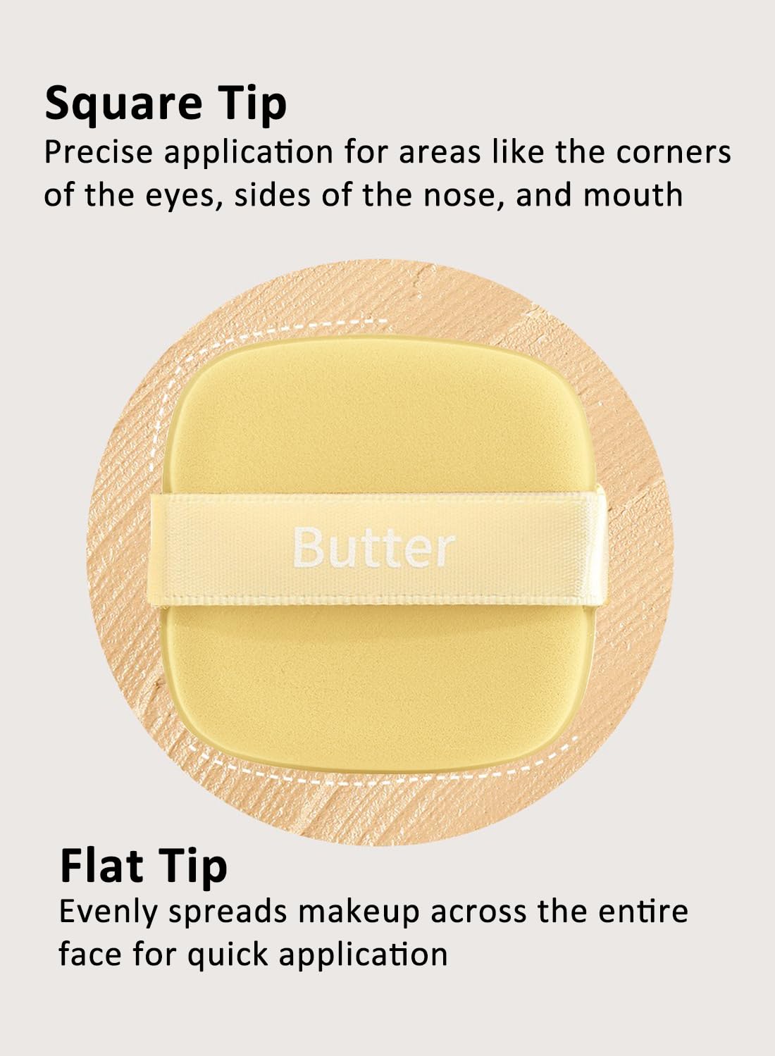 NOVO 8.5t Square Powder Puff Set¨C 6Pcs Makeup Sponges in Butter Yellow for Smooth Blending and Coverage
