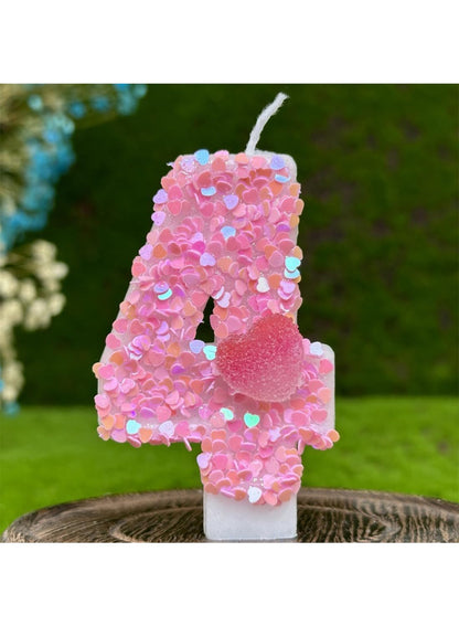7cm Birthday Number Candles for Cake Decoration, Glittery Cake Toppers with Cute Designs, Perfect for Kids' Parties, Anniversaries, and Celebrations-Green Turtle(No.0)