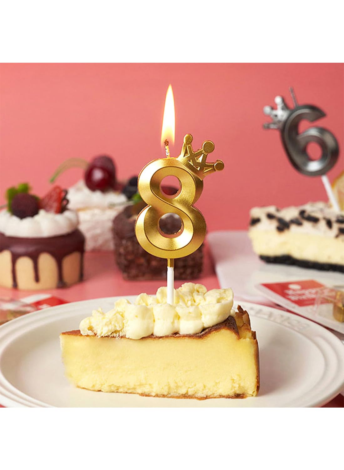 Birthday Number Candles for Cake Decoration, Glittery Cake Toppers with Cute Designs, Perfect for Kids' Parties, Anniversaries, and Celebrations-GOLD(No.5)