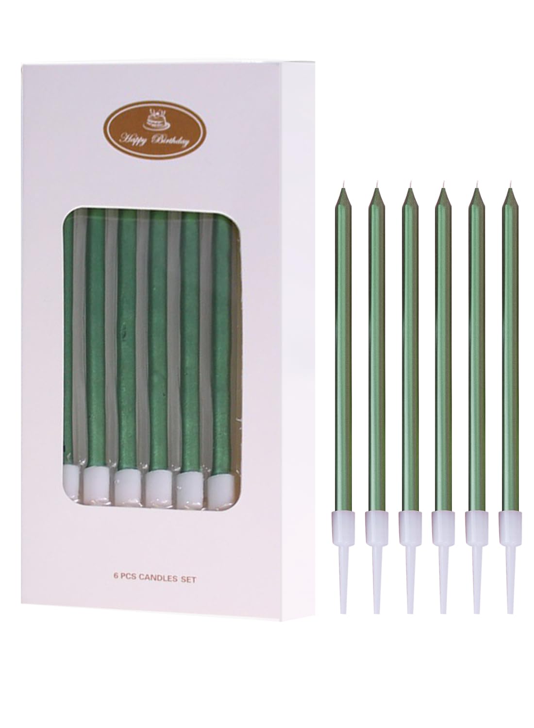 Colorful Long Thin Metallic Birthday Candles Kit£¬Glittery Cake Toppers with Cute Designs, Perfect for Kids' Parties, Anniversaries, and Celebrations-6Pcs Set Colorful