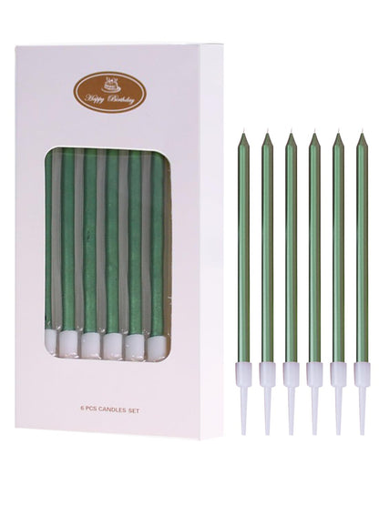 Colorful Long Thin Metallic Birthday Candles Kit£¬Glittery Cake Toppers with Cute Designs, Perfect for Kids' Parties, Anniversaries, and Celebrations-6Pcs Set Colorful