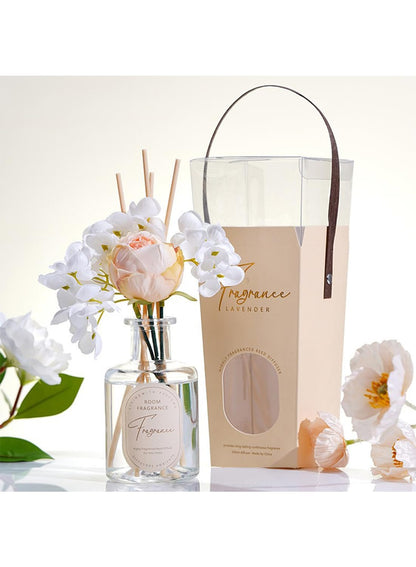 NOVO Scented Reed Diffuser, Artificial Flower Home Fragrance Oil with 4 Sticks for Bedroom,Home D¨¦cor,Office & Bathroom 200ml-Moring Dew Gardenia