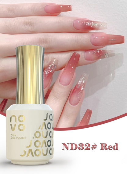 novo 5-in-1 Gel Polish, UV LED Multifunctional Builder Nail Gel 15ml-ND32# Red