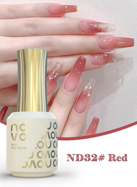 novo 5-in-1 Gel Polish, UV LED Multifunctional Builder Nail Gel 15ml-ND32# Red