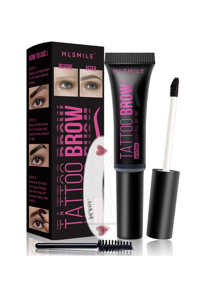 NOVO Peel Off Tattoo Eyebrow Gel, Long Lasting Waterproof Tattoo Brow, Semi Permanent Brow Tint for Women, Dark Grey