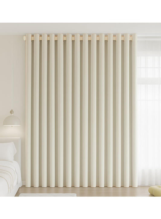 NOVO Double-Sided Chenille Blackout Curtain ¨C Grommet Top, 90% Light Blocking, Single Panel, W250 x H270CM, Fits Windows 125¨C165CM Wide (Cream White)