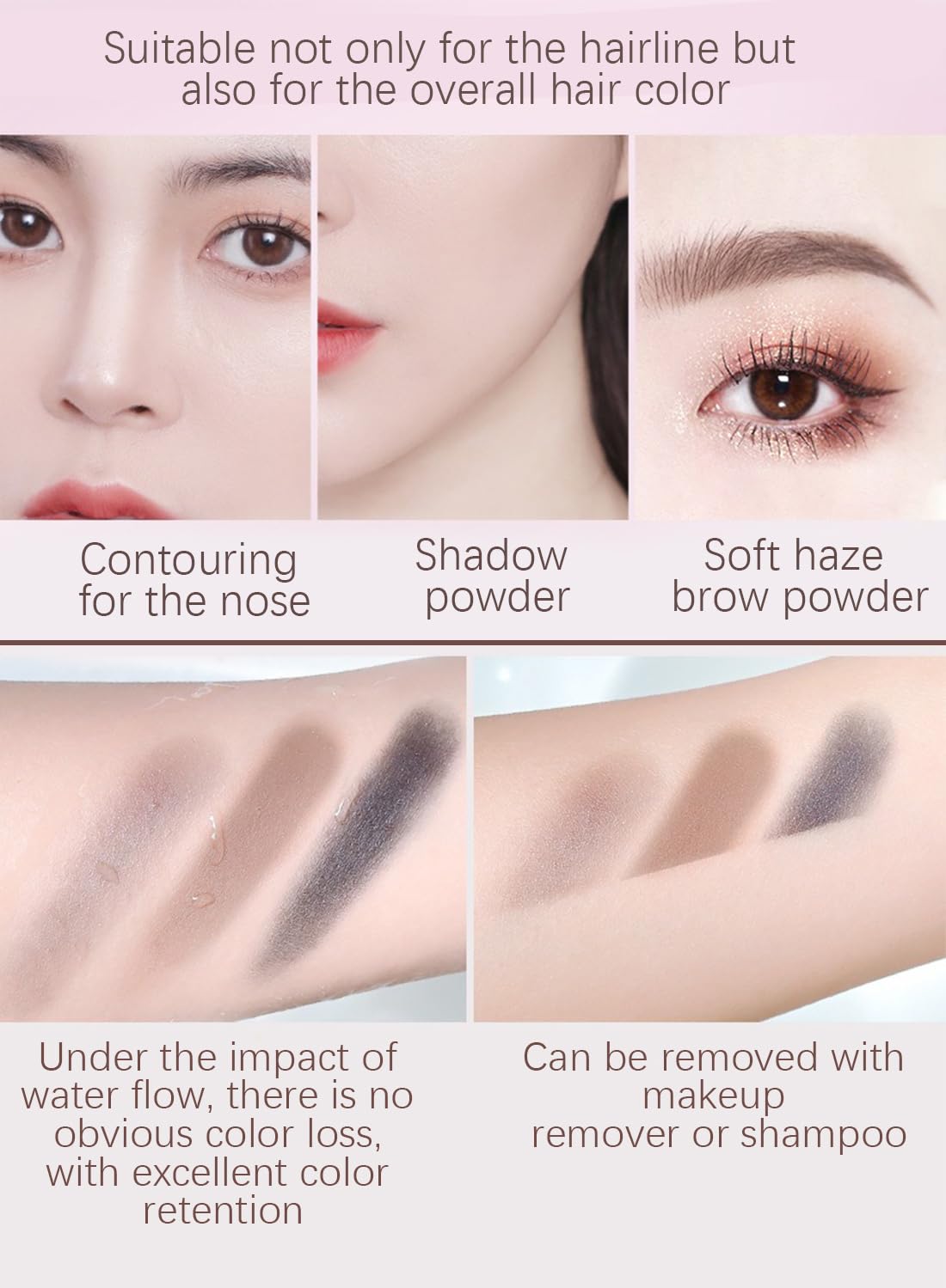 NOVO Instantly Hairline Powder, Waterproof Long Lasting Root Touch Up, Volume Hairline , Quick Cover Grey Hair Root Concealer for Women and Men Natural - Gray/Brown
