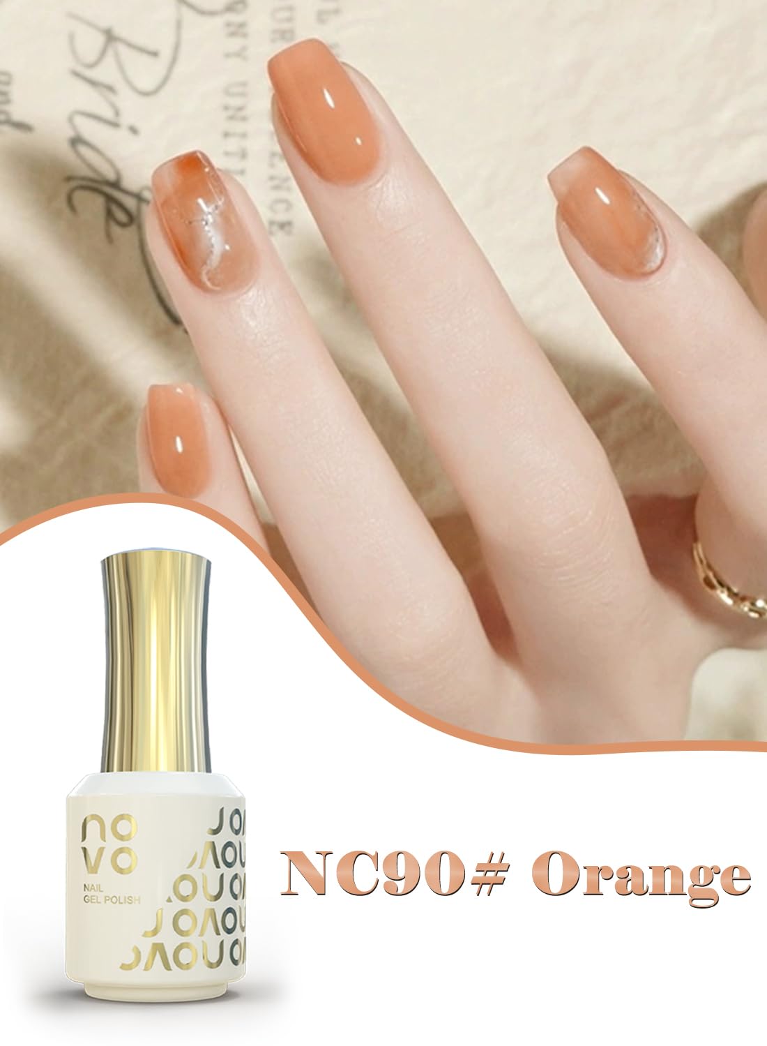 novo Jelly Gel Nail Polish, Sheer Nail Polish, UV LED Gel for DIY 12ml-NC90# Orange