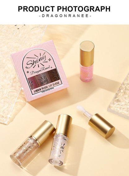 NOVO Glossy Lip Oil Set, 3Pcs Lip Glow, Moisturizing Shiny Liquid Lipstick Set with Large Brush